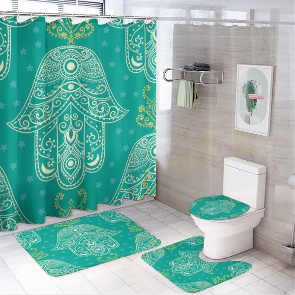 Hamsa Pattern Daisies on a shower curtain