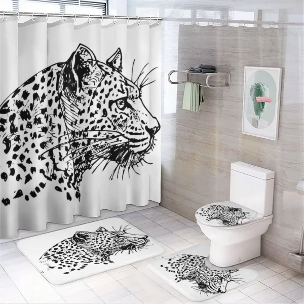Jaguar Sketch Wildlife on a shower curtain
