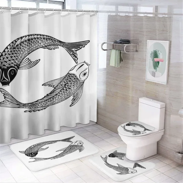 Japanese Carps Love on a shower curtain