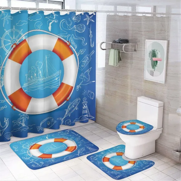 Palm Tree Island Octopus on a shower curtain