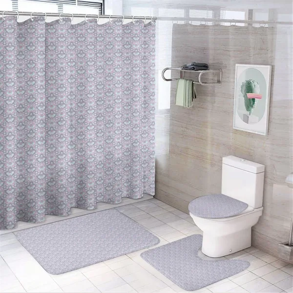 Pastel Tones Floral Motif on a shower curtain