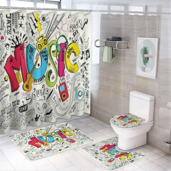Pop Art Doodle Style Art on a shower curtain
