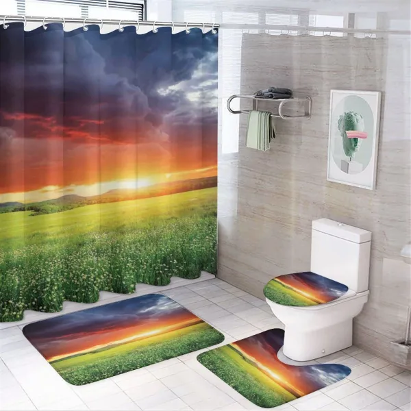 Sunset Modern View on a shower curtain