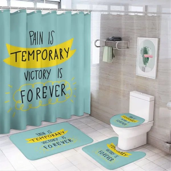 Victory is Forever Text on a shower curtain