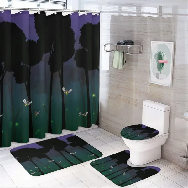 Woodland Night Cartoon Kids on a shower curtain