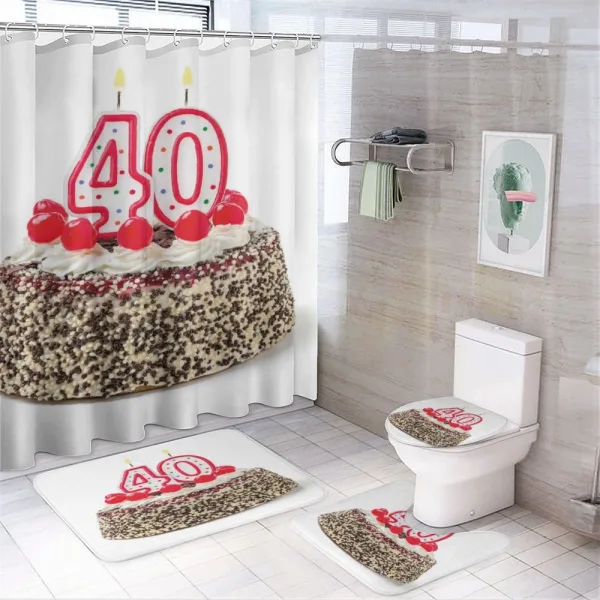 Yummy Birthday Cake on a shower curtain
