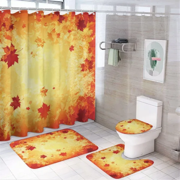 Abstract Grunge Maple Leaves on a shower curtain