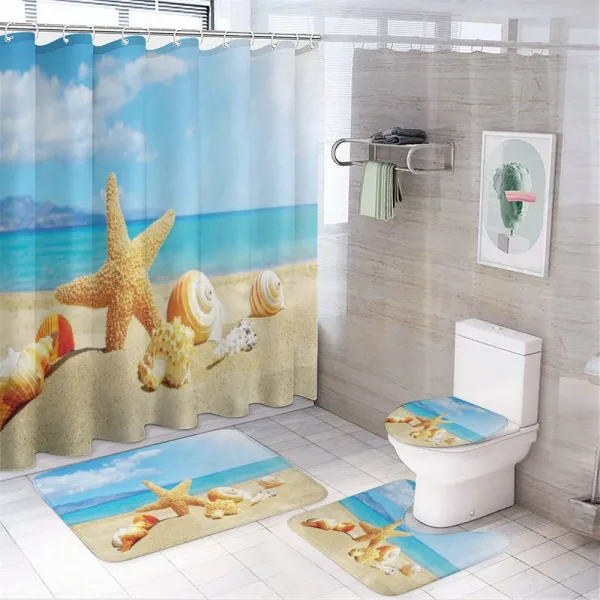 Beach Sand with Starfish on a shower curtain