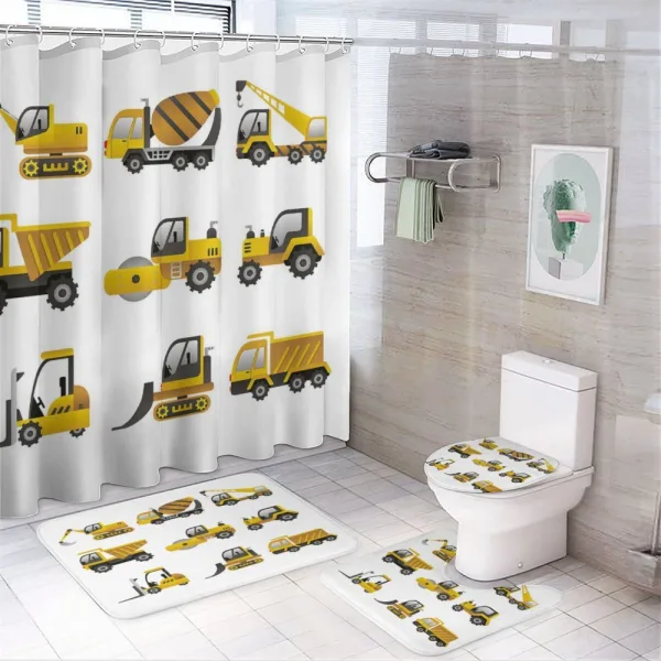 Big Vehicles Art on a shower curtain