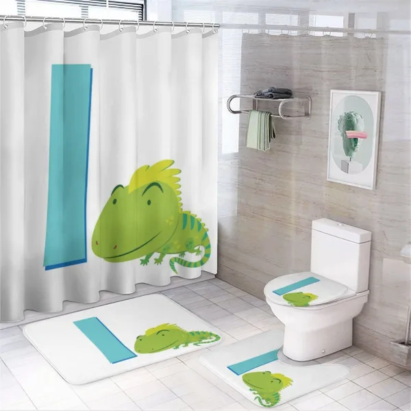 Cartoon Letter I and Animal on a shower curtain