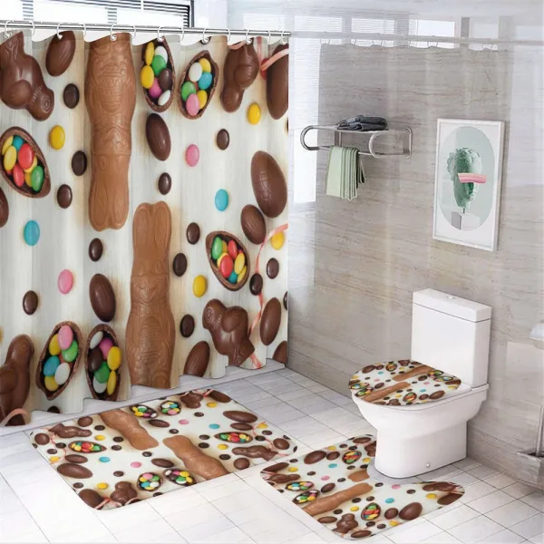 Choco Rabbits on a shower curtain