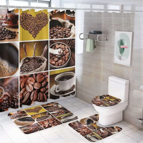 Coffee Photos Girds on a shower curtain