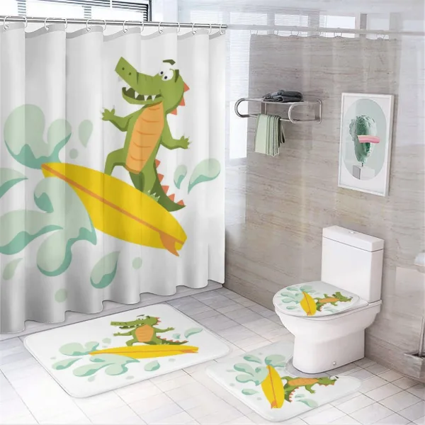 Crocodile on a shower curtain