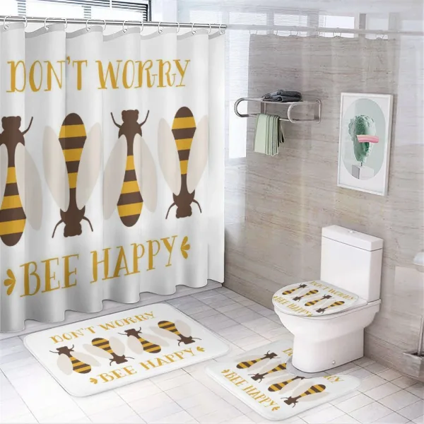 Don't Worry Bee Happy on a shower curtain