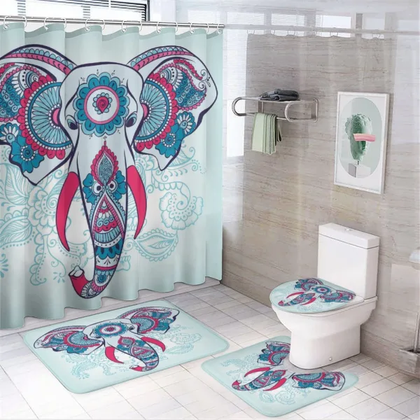Doodle Elephant Design on a shower curtain