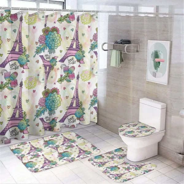Flower Bouquets Hearts on a shower curtain