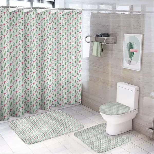 Hand Paint Flower and Plants on a shower curtain