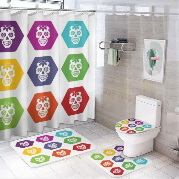 Hexagon Tiles Skull on a shower curtain