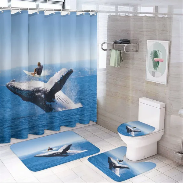 Jumphing Dolphin Surfer on a shower curtain