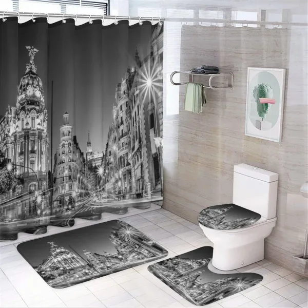 Madrid at Night on a shower curtain