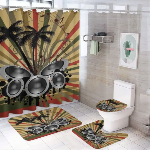 Palm Trees Music Party on a shower curtain