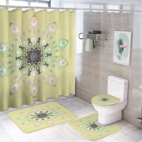 Round Whimsical Background on a shower curtain