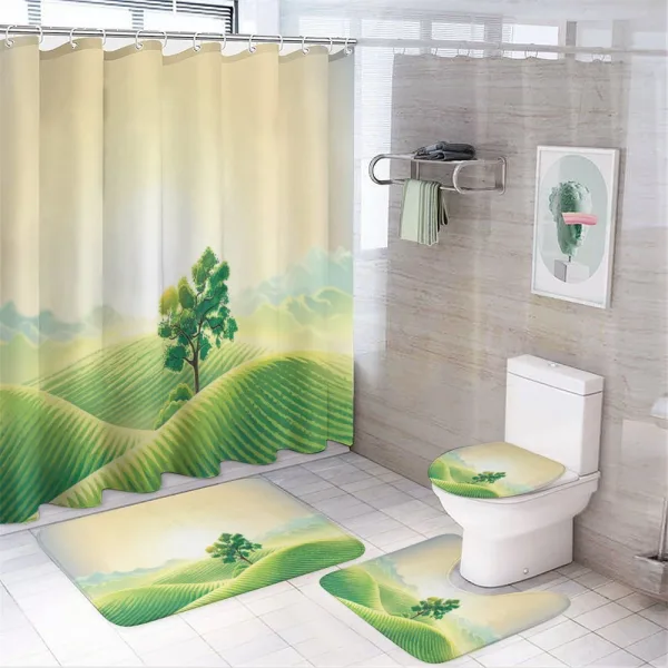 Sunrise on Rural Valley on a shower curtain