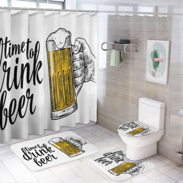 Time to Drink Beer Man on a shower curtain