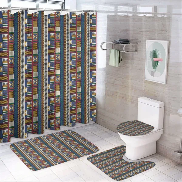 Tribal Motifs Vibrant Colors on a shower curtain