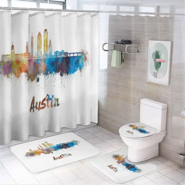 Typographic Paint Splatters on a shower curtain