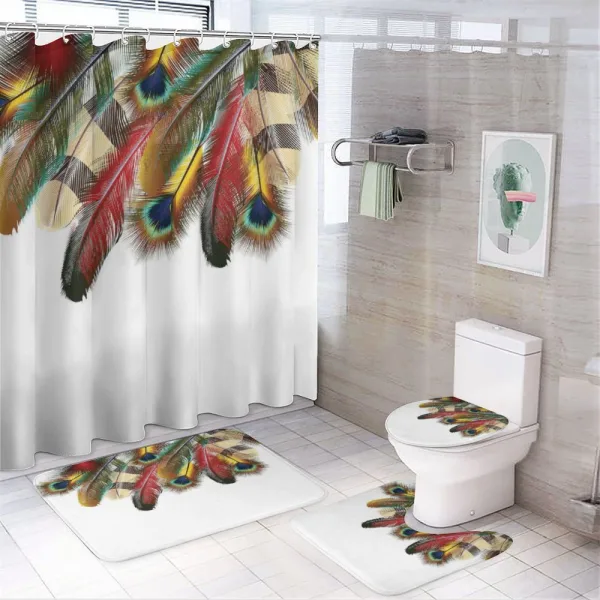 Vibrant Feathers Boho on a shower curtain