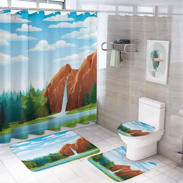 Waterfall Mountain Sky on a shower curtain