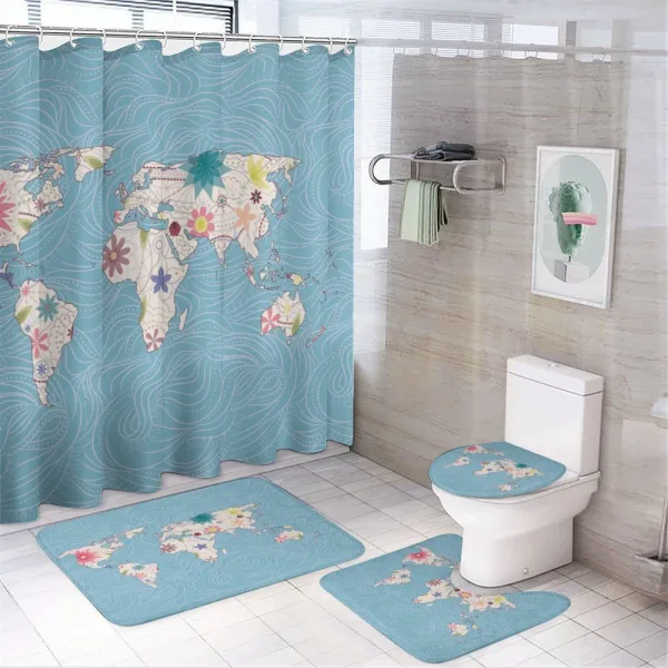 World Continents on a shower curtain