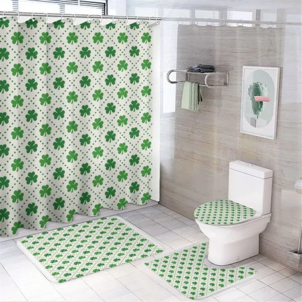 4 Leaf Shamrock Dots on a shower curtain