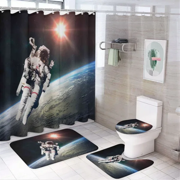 Astronaut with Sun Beams on a shower curtain