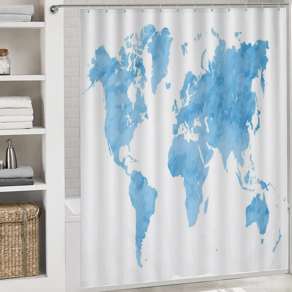 Blue Watercolor World Map — Detail 4
