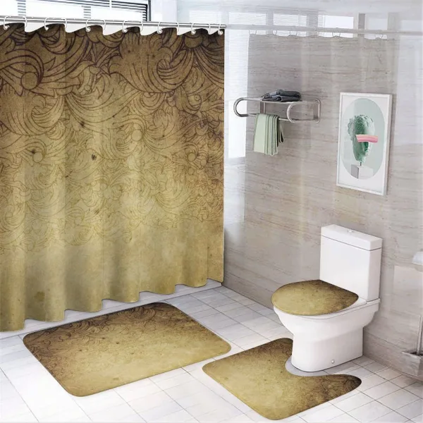 Brown Floral Ornaments on a shower curtain