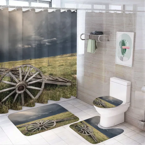 Cart Clouds on a shower curtain