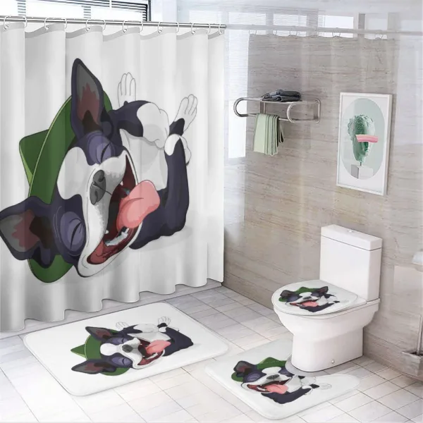 Cheerful Terrier on a shower curtain