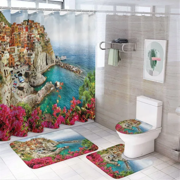 Cinque Terre Beach Coast on a shower curtain
