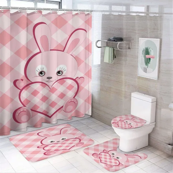 Diamond Shape Bunny Heart on a shower curtain