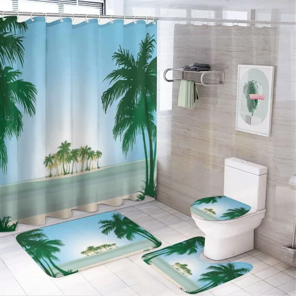 Exotic Palm Tree Beach on a shower curtain