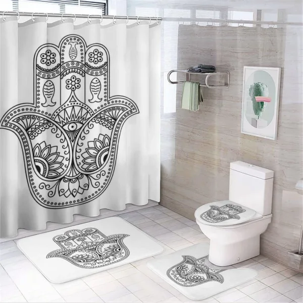 Fish Flowers Evil Eye on a shower curtain
