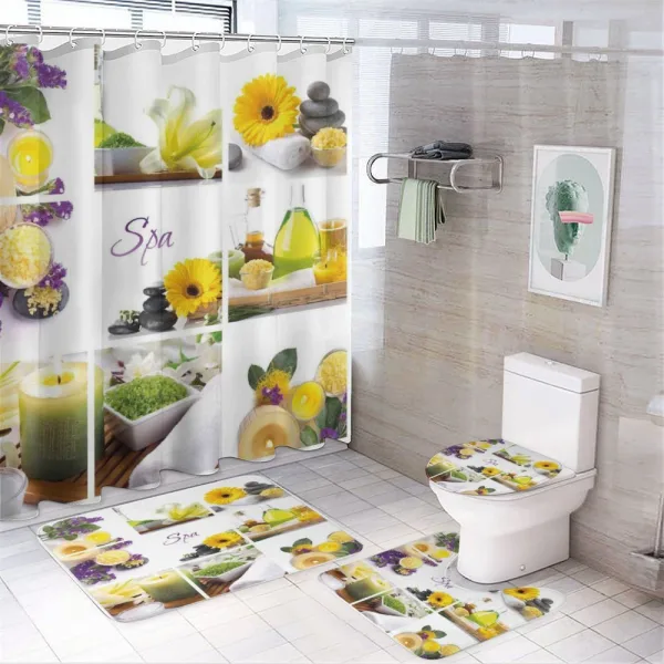 Happy Day with Flowers on a shower curtain