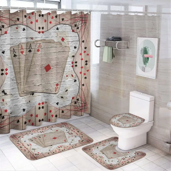 Lucky Gambling Cards Art on a shower curtain