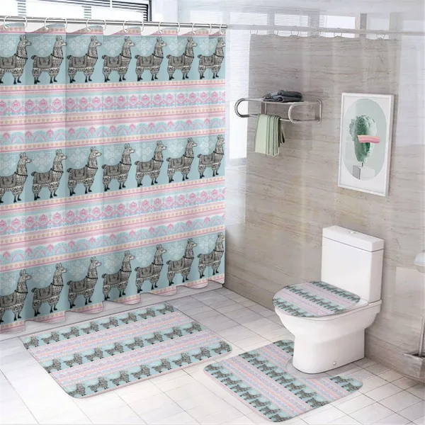 Patterned Alpaca on a shower curtain
