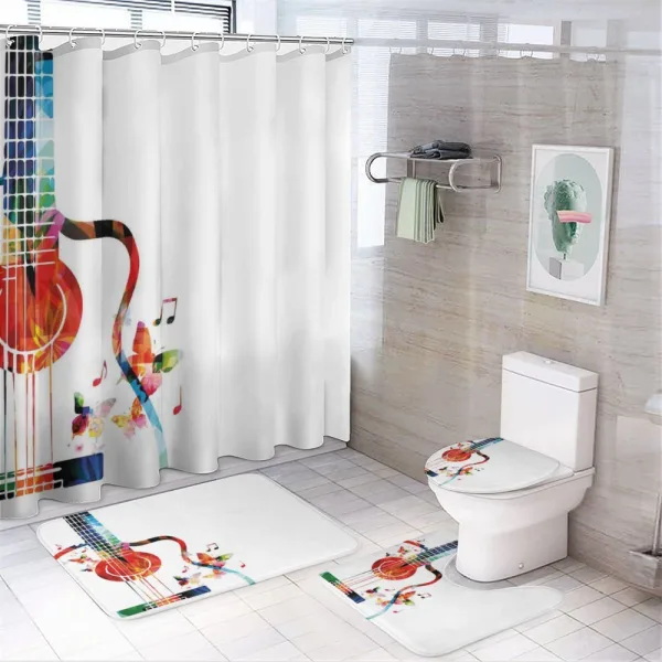 Polygonal Design Music on a shower curtain