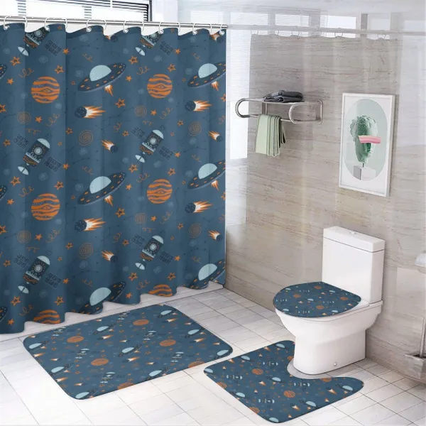 Satellite Stars Space Theme on a shower curtain
