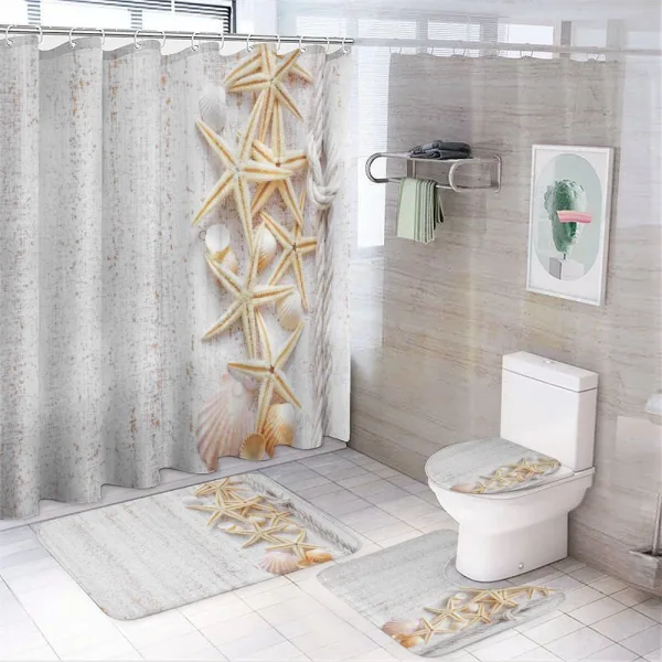 Seashells and Starfish on a shower curtain