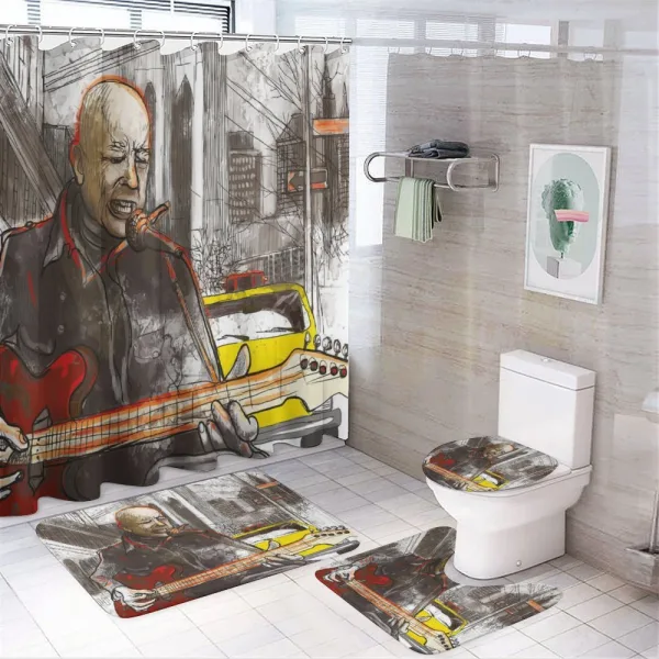 Street Musician Singing on a shower curtain